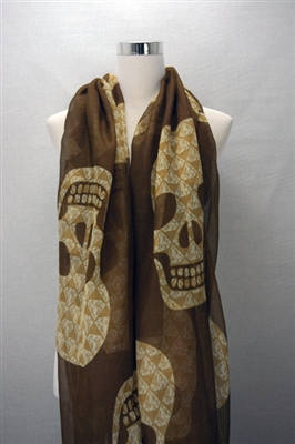 Diamond Skull Print Scarf-Brown